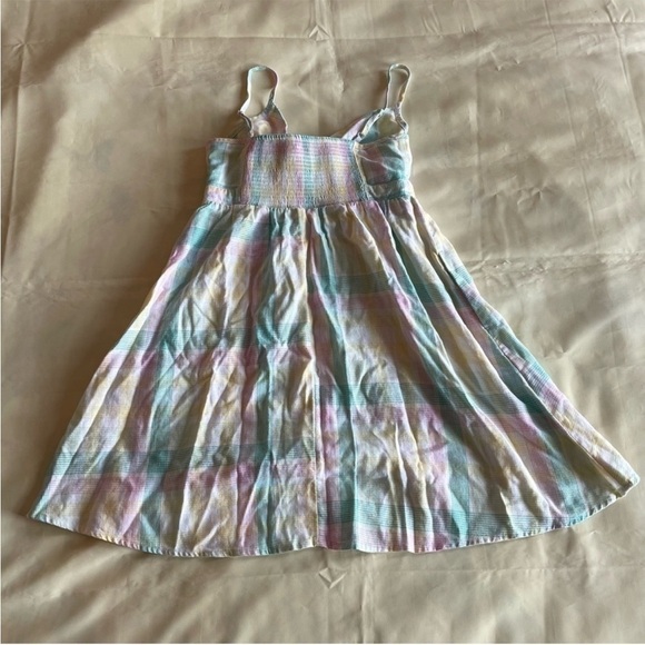 NEW! Old Navy- Yellow Blue Pink Plaid Spaghetti Strap Self Tie Mini Dress NWT - Picture 7 of 11